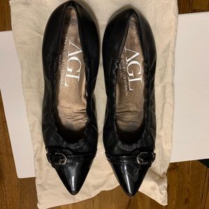 Black AGL pointy toe flats size 39